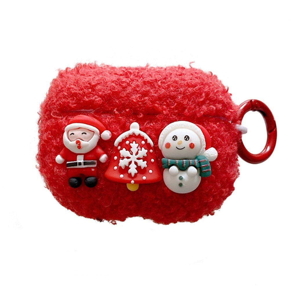 Apple AirPods Pro (1 gen.) Flexible Plastic Christmas Cover w. Wool Cover - Snowman - Red