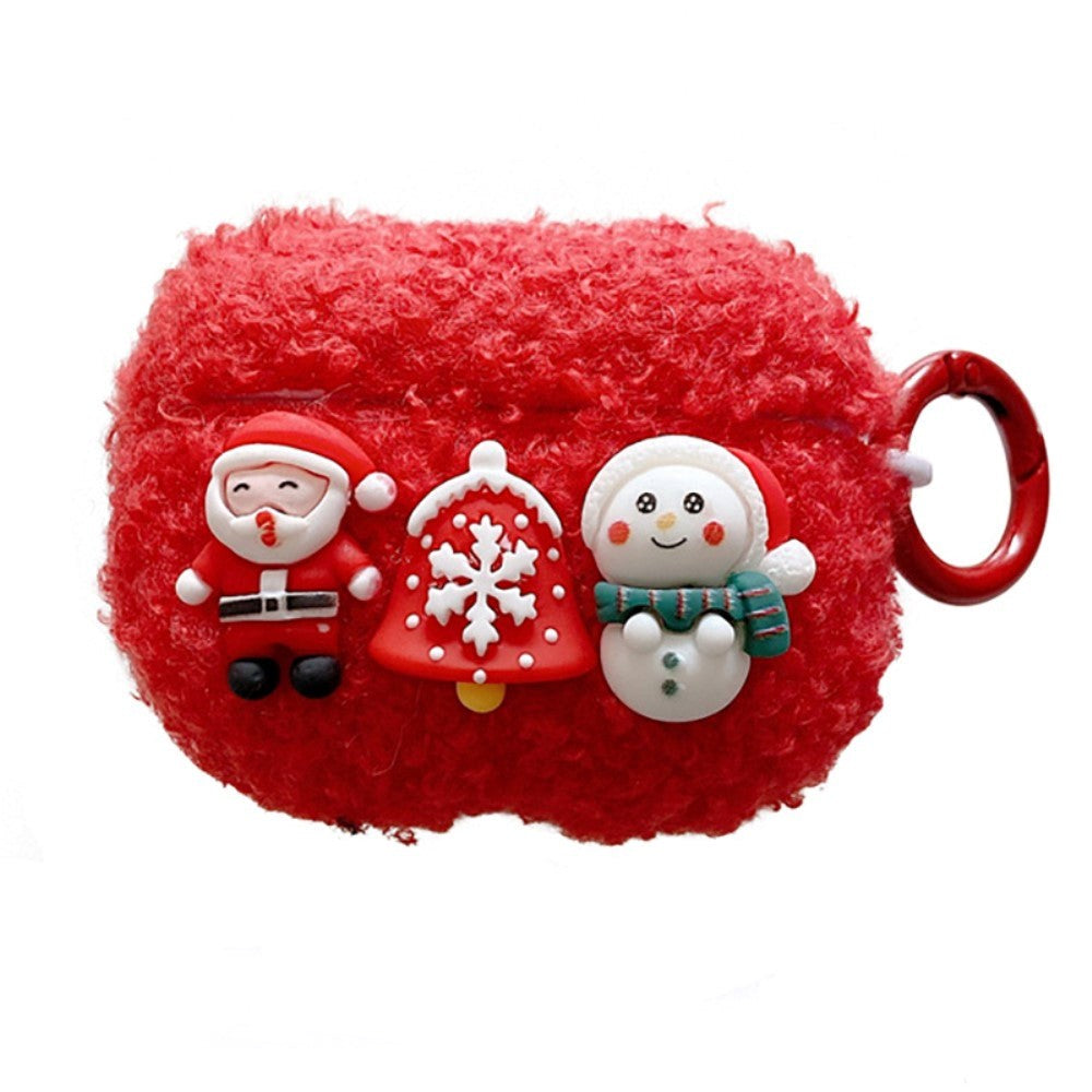 Apple AirPods (3 gen.) Flexible Plastic Christmas Cover w. Wool Cover - Snowman - Red