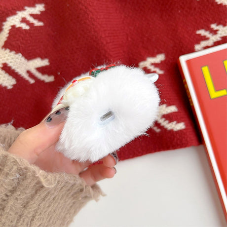 Apple AirPods (3 gen.) Flexible Plastic Christmas Cover w. Wool Cover - Christmas Figures - White