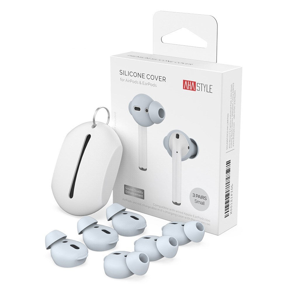 Apple AirPods (1st & 2nd Gen) Earbuds 3 Pack with Storage Case - Size S - Light Blue