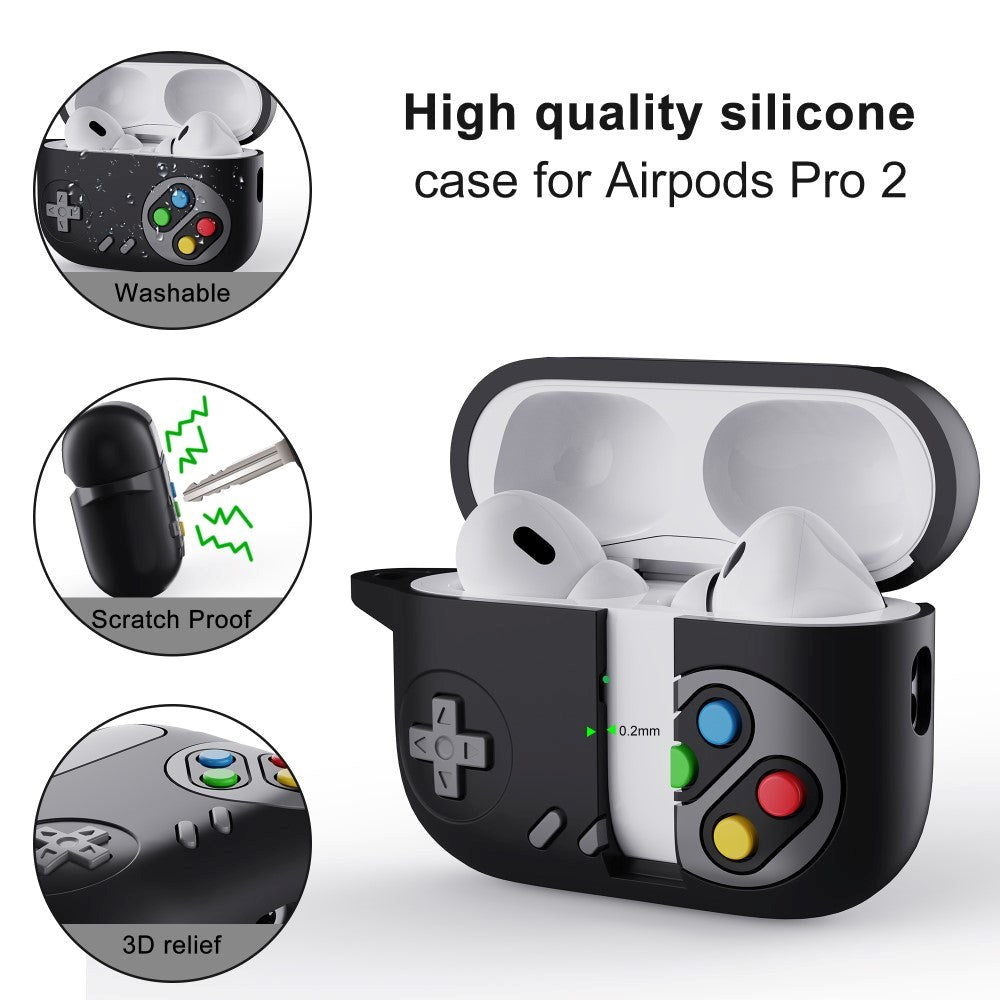 Apple Airpods Pro 2nd Gen (2022) Silicone Case with Carabiner - Game Console - Beige