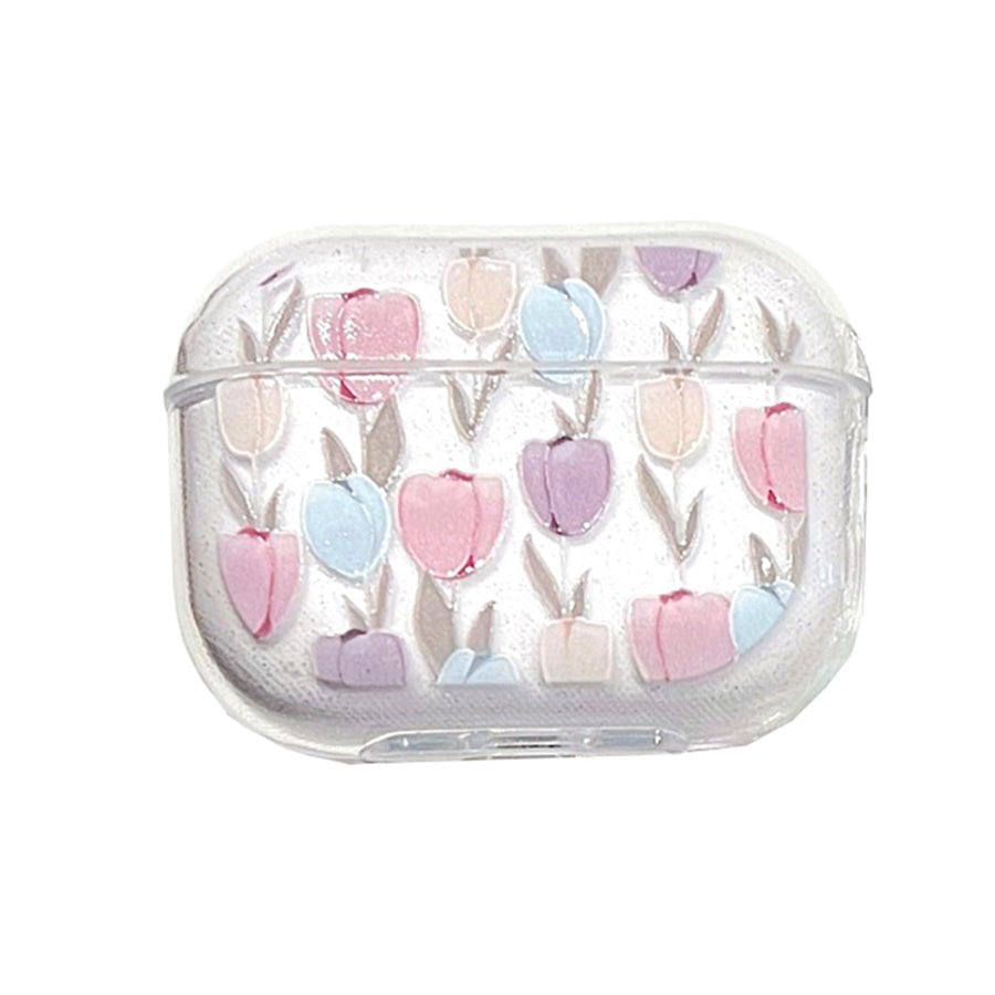 Apple Airpods Pro 2nd Gen (2022) Plastic Case - Transparent - Tulips