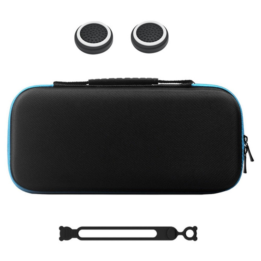 Nintendo Switch 2 Storage Case with Silicone Cable Ties & Joystick Grip Caps - Black / Blue
