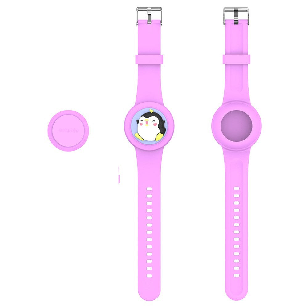 Apple AirTag 1. & 2. Gen. Silicone Strap with 3D Design - Pink / Penguin