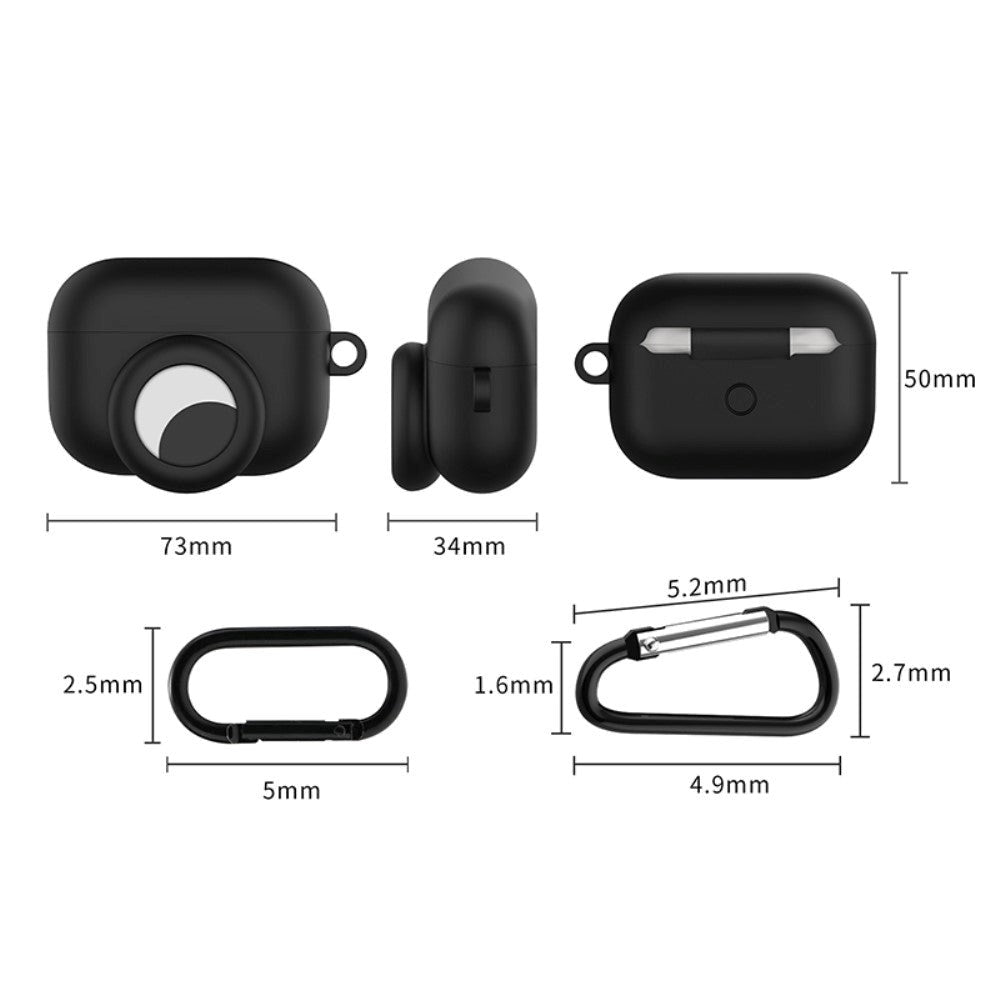 Apple Airpods Pro Case w. Carabiner & AirTag Holder - Black