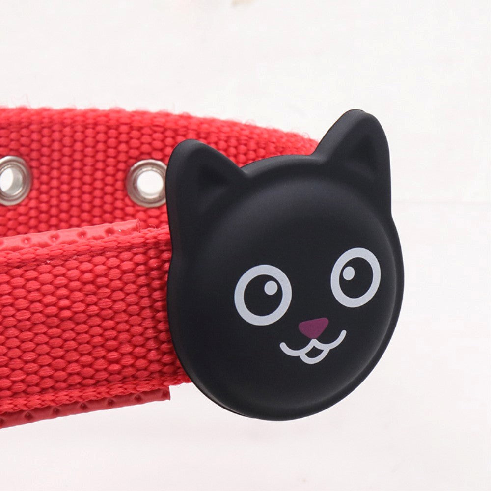 AirTag Plastic Case with Cat Face - Black