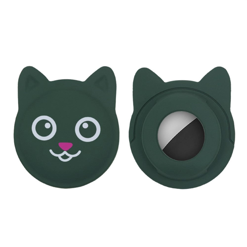 AirTag Plastic Case with Cat Face - Green