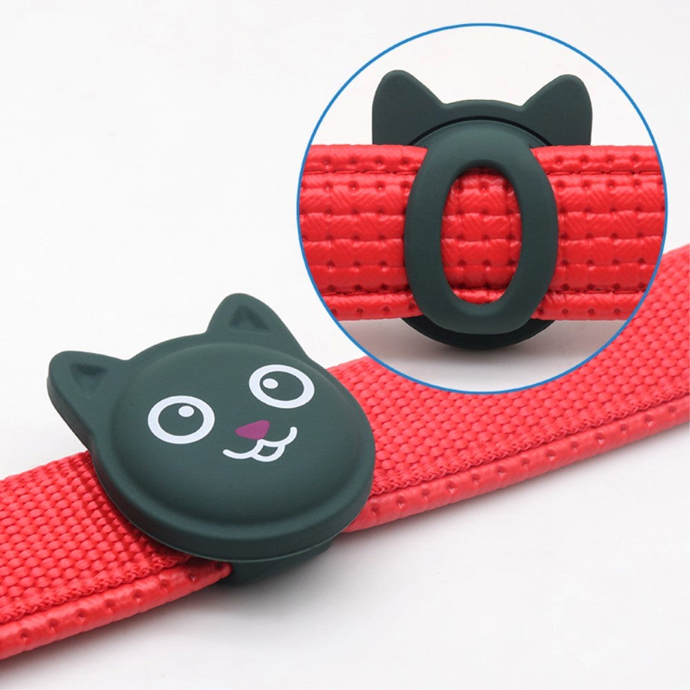 AirTag Plastic Case with Cat Face - Green