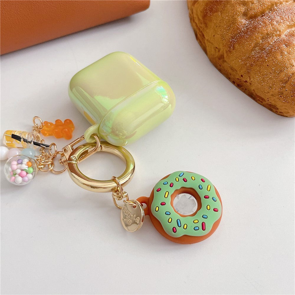 AirTag Silicone Case with Round Carabiner - Donut - Green