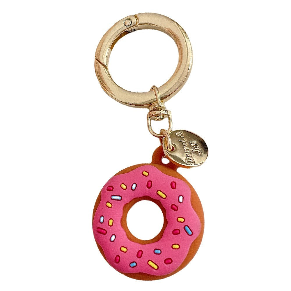 AirTag Silicone Case with Round Carabiner - Donut - Pink