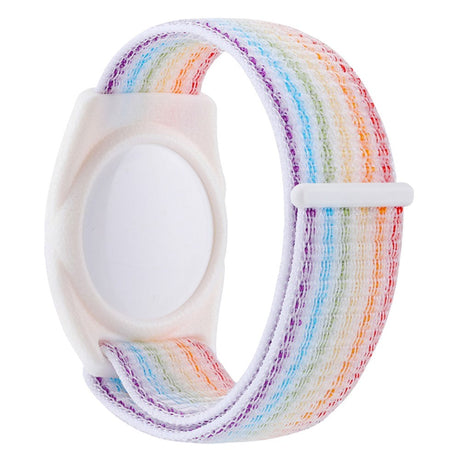 AirTag Nylon Children's Strap - Rainbow - White