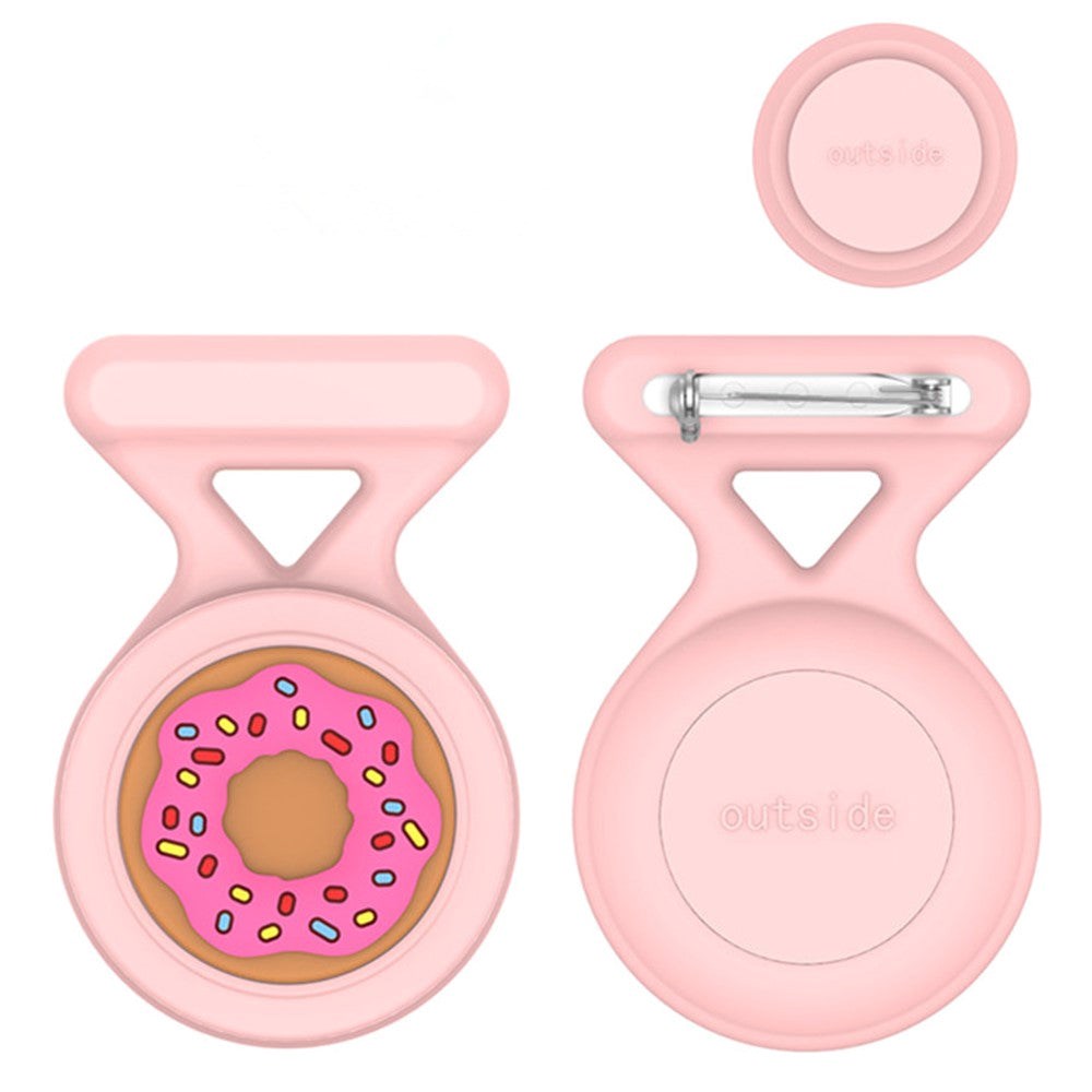 AirTag Silicone Case w. Brooch & Motif - Donut