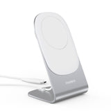 Choetech MagLeap Magnetic Wireless Charger 15W with Stand - MagSafe Compatible- White / Silver