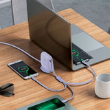 3-in-1 Multi Cable Baseus USB-C to USB-C, Micro USB and Lightning - Lavender