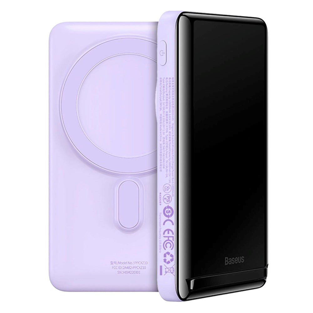 Baseus Magnetic Qi Powerbank 20W with USB-C Cable - 10,000 mAh - MagSafe Compatible - Purple