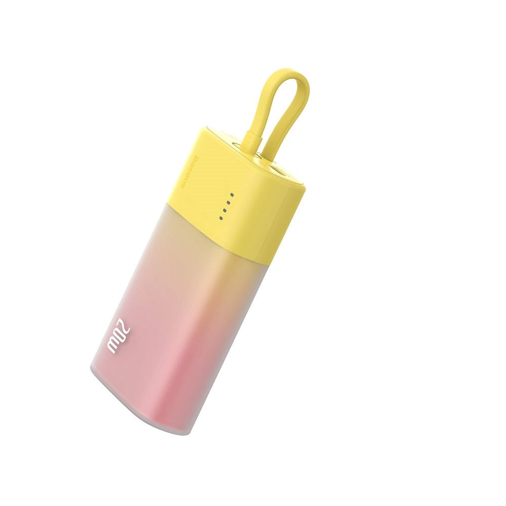 Baseus Popsicle 5200mAh Powerbank 20W with Built-in Lightning Cable - Pink / Yellow
