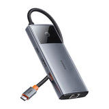 Baseus USB-C 6-in-1 Multiport Adapter with 2 x USB-C 2 x USB-A 1 x HDMI 1 x RJ45 - Gray