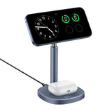 Baseus Orbit 2 Pro 2-in-1 Mobile Stand with 20W Wireless Charging - MagSafe / Qi2 Compatible - Grey