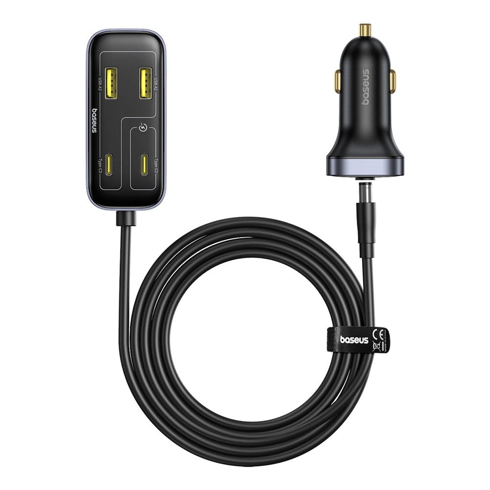 Baseus Multifunctional Car Charger 110W with 3 x USB-A & 3 x USB-C - 1.5m - Black
