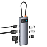 Baseus 7-in-1 USB-C Multiport Adapter with 3 x USB-A 1 x USB-C 1 x HDMI 1 x SD Card Reader 1 x MicroSD Card Reader - Grey
