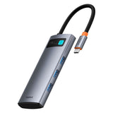 Baseus 7-in-1 USB-C Multiport Adapter with 3 x USB-A 1 x USB-C 1 x HDMI 1 x SD Card Reader 1 x MicroSD Card Reader - Grey