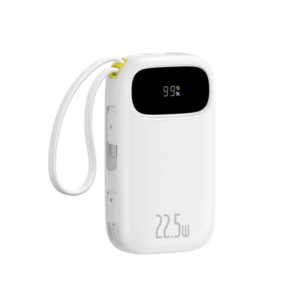 Baseus EnerFill 10,000mAh Powerbank 22.5W with Built-in USB-C & Lightning Cable - White