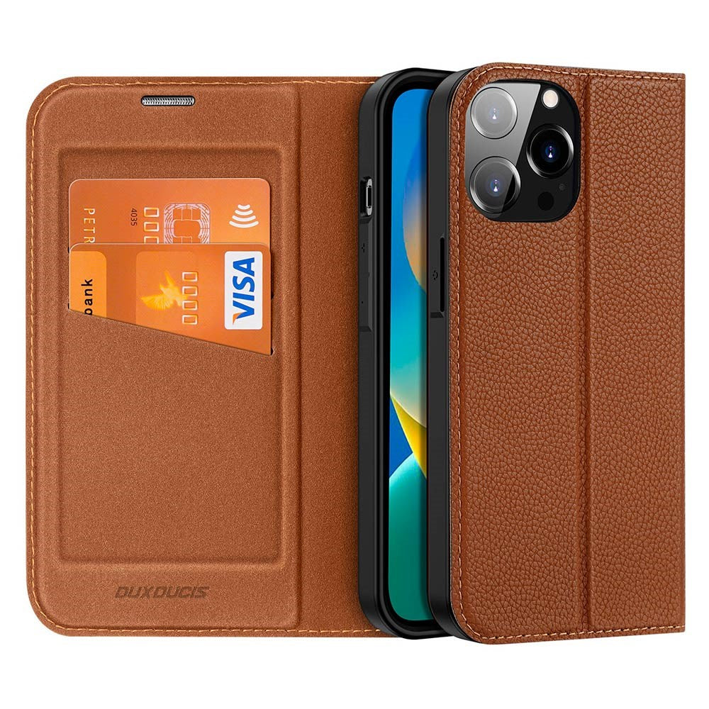 DUX DUCIS iPhone 14 Pro Max Skin X2 Premium Wallet Case - Brown