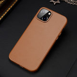 iPhone 14 DUX DUCIS Grit Elegant Leather Back Case - MagSafe Compatible - Brown