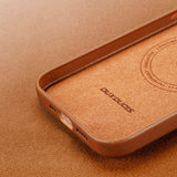 iPhone 14 Pro DUX DUCIS Grit Elegant Leather Back Case - MagSafe Compatible - Brown