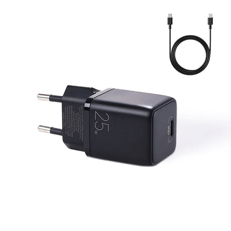 JoyRoom Mini Fast Charger PD & PPS 25W w. USB-C to USB-C Cable - Black