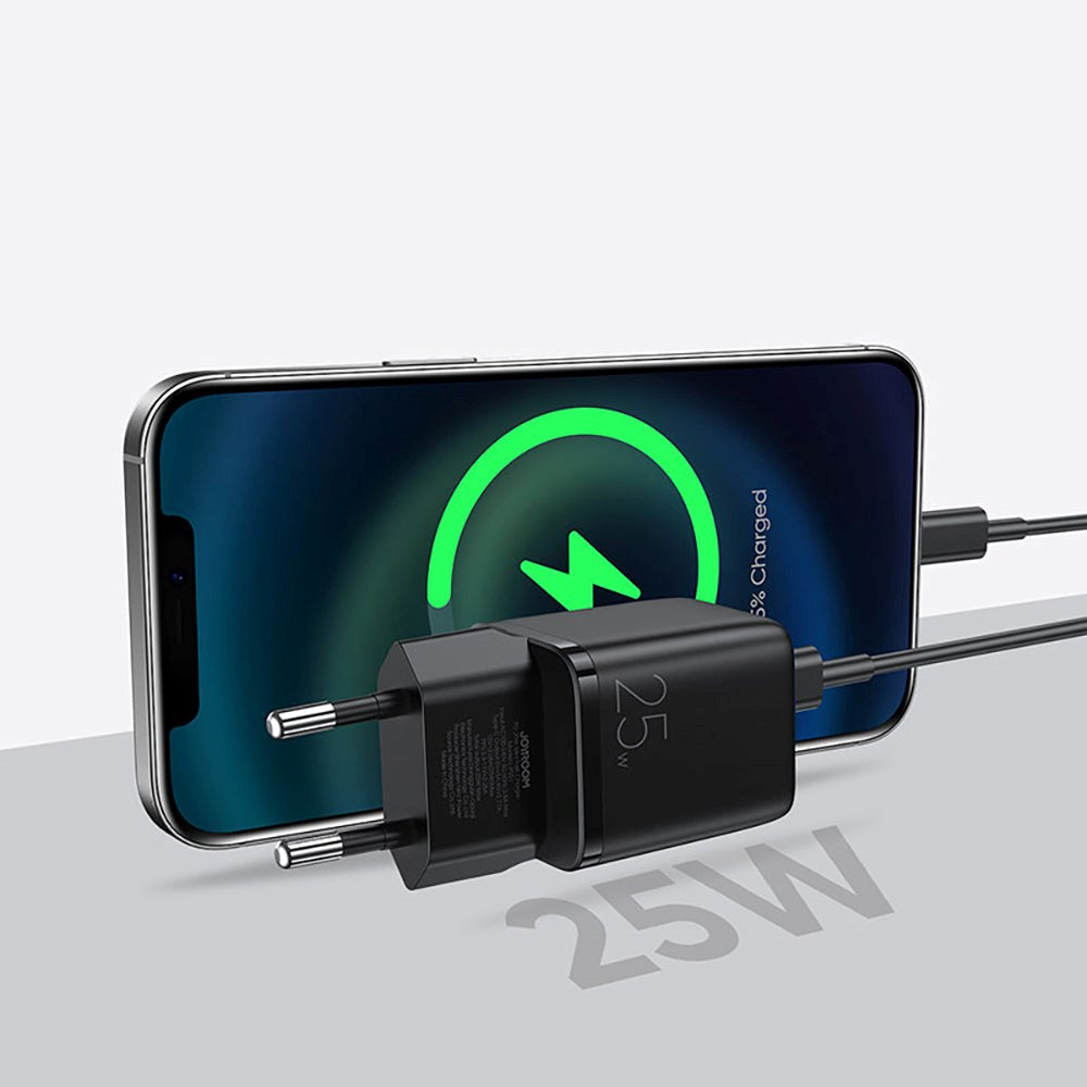 JoyRoom Mini Fast Charger PD & PPS 25W w. USB-C to USB-C Cable - Black