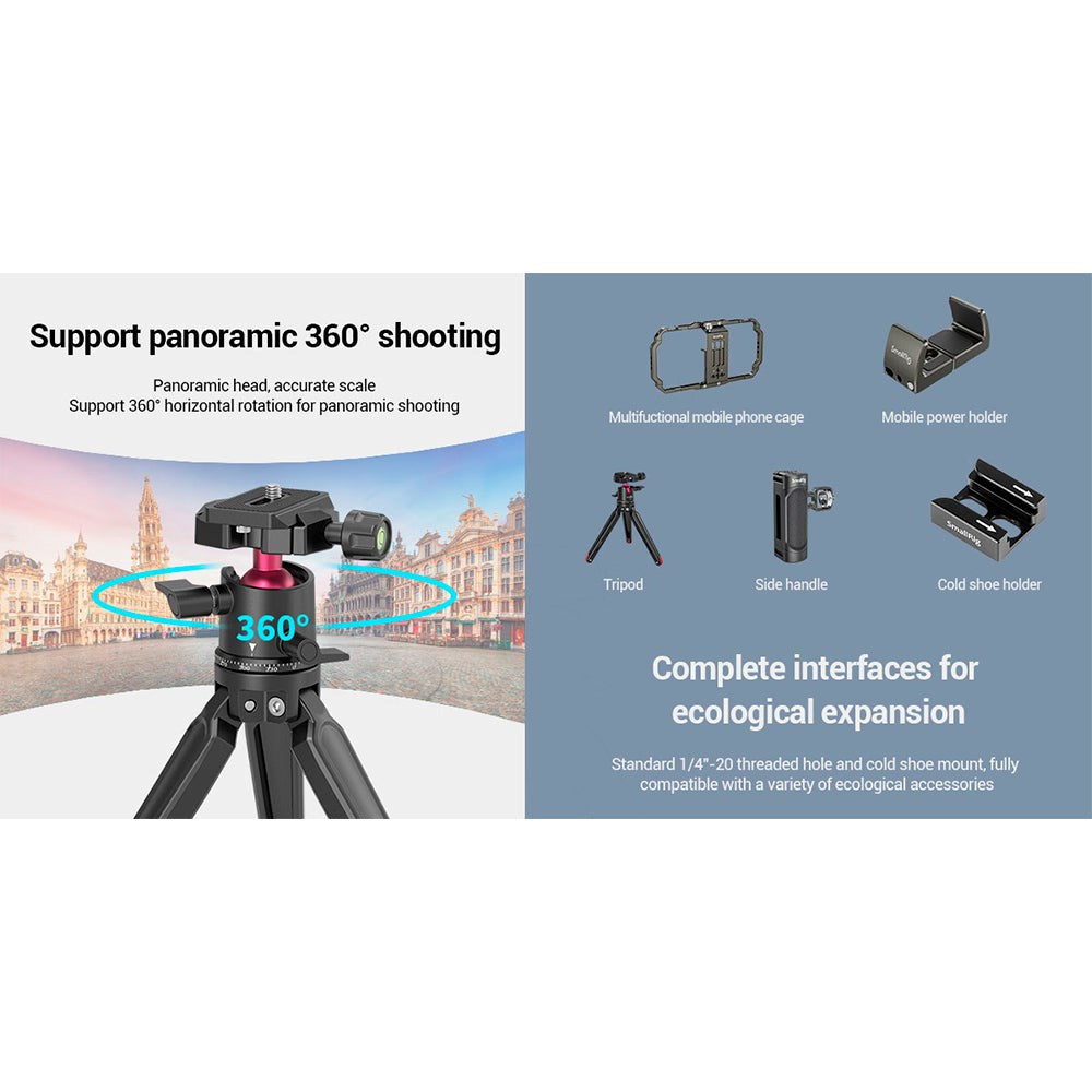 Smallrig Classic 3384B Universal Handheld Smartphone Rig Kit with Tripod (62-86mm) - Black