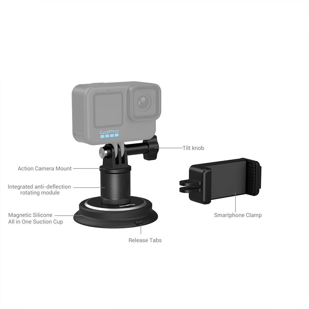 SmallRig 4347 Universal Mobile (56-86mm) & Action Camera Holder w. Magnetic Suction Cup - Black