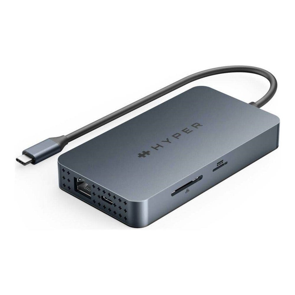 Hyper HyperDrive 10-in-1 USB-C Hub with USB-A / USB-C / HDMI / Ethernet / 3.5mm Jack / SD & MicroSD Card - Grey