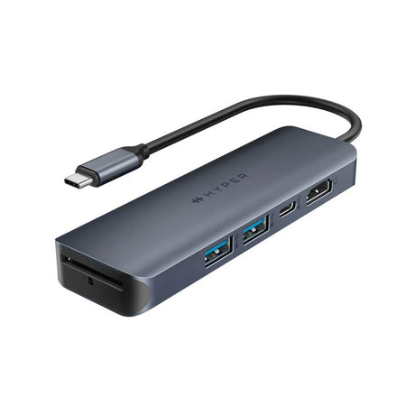 Hyper HyperDrive Ecosmart 6-in-1 USB-C Hub with USB-A / USB-C / HDMI / Ethernet / SD Card - Grey