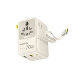 Baseus EnerCore 70W 6-in-1 Travel Adapter with Retractable USB-C Cable - White