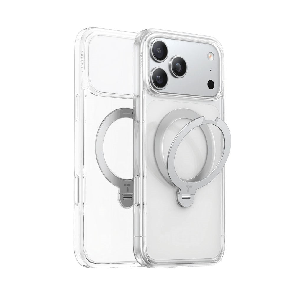iPhone 18 Pro / 17 Pro TORRAS Ostand Q3 Spin Case - MagSafe Compatible - Transparent