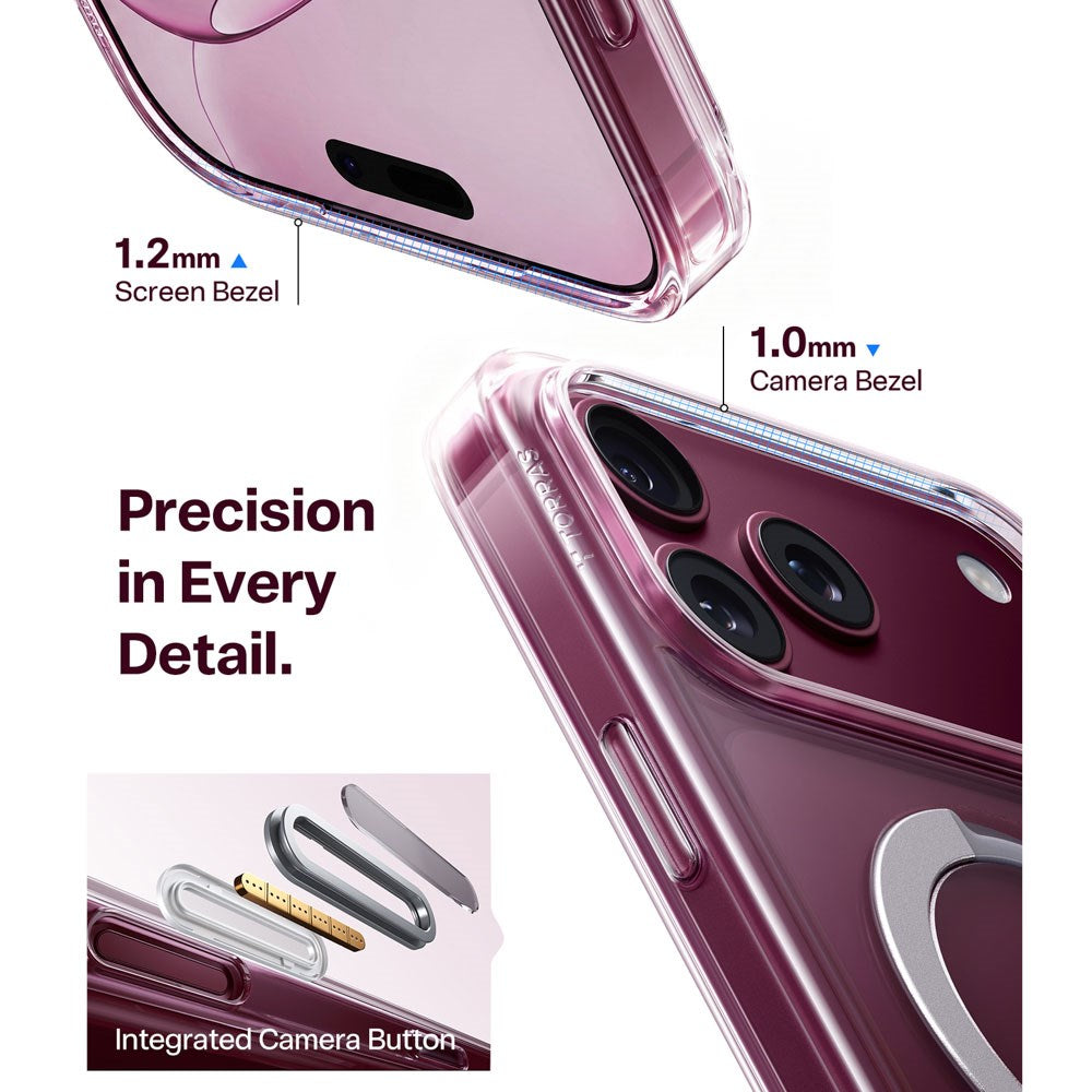 iPhone 18 Pro Max / 17 Pro Max TORRAS Ostand Q3 Spin Case - MagSafe Compatible - Transparent