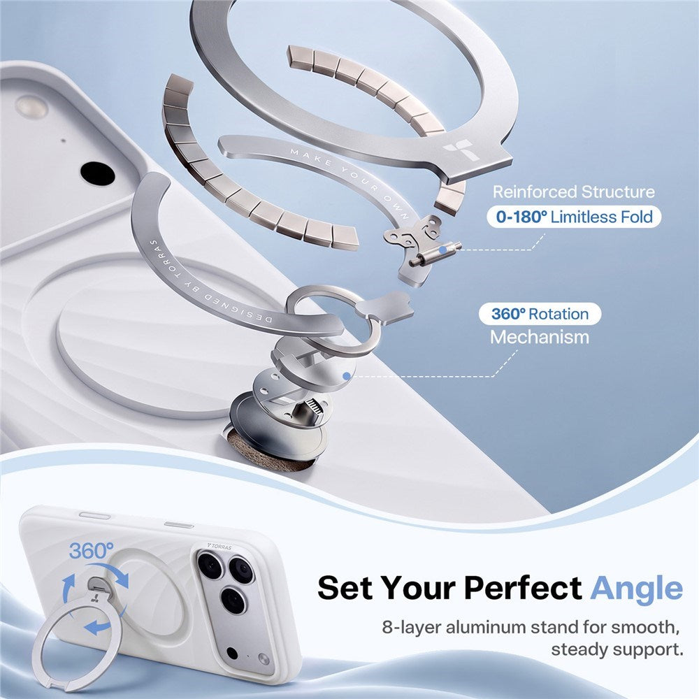 iPhone 18 Pro Max / 17 Pro Max TORRAS Ostand Q3 Wind Case - MagSafe Compatible - White