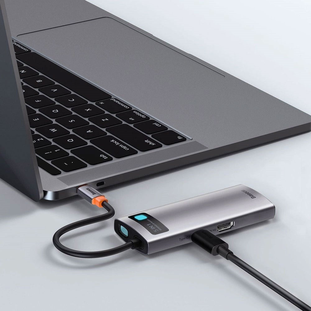 Baseus 7-in-1 USB-C Multiport Adapter with 3 x USB-A 1 x USB-C 1 x HDMI - Grey