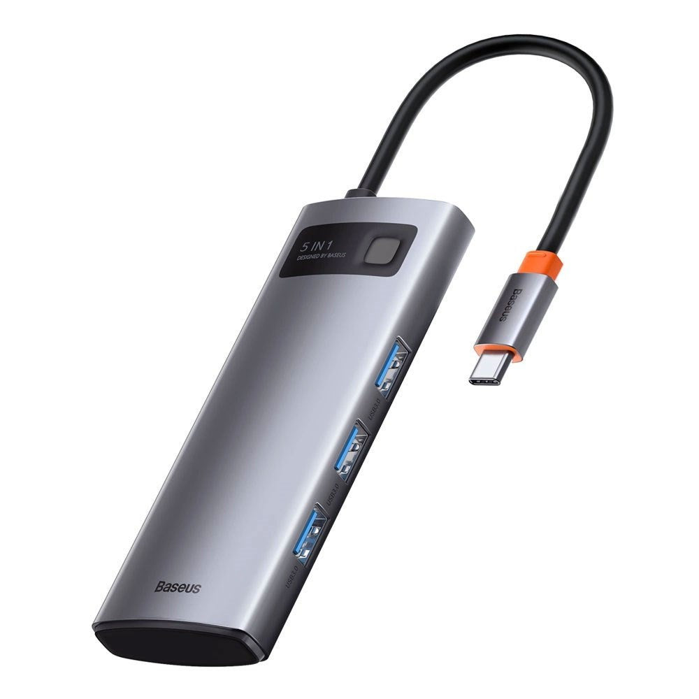 Baseus 7-in-1 USB-C Multiport Adapter with 3 x USB-A 1 x USB-C 1 x HDMI - Grey