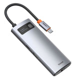 Baseus 6-in-1 USB-C Multiport Adapter with 3 x USB-A 1 x USB-C 1 x HDMI 1 x RJ45 - Grey