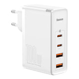 Baseus 100W PD GaN² Pro Fast Charger - Wall charger w. 2 x USB-C & 2 x USB-A - White (DEMO)