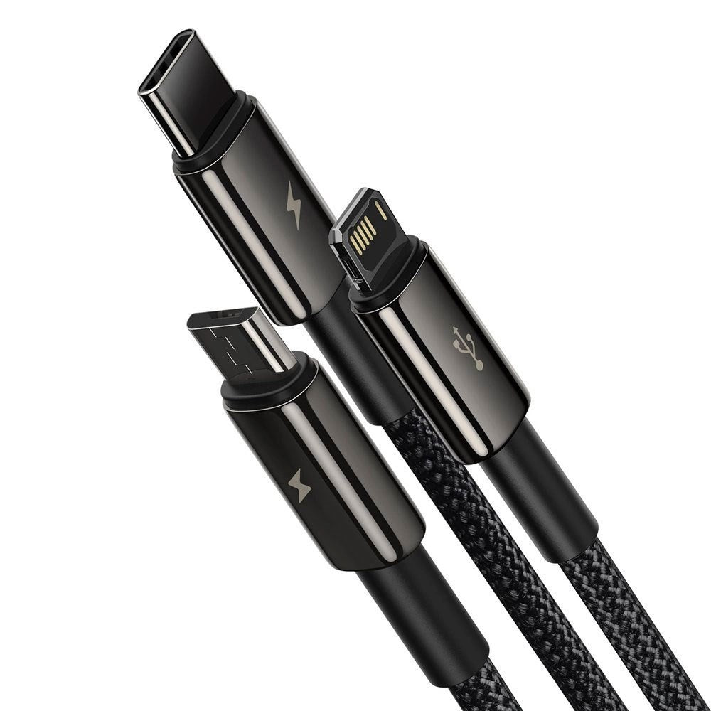 Baseus 3-in-1 USB-A Multi Cable with 1 x USB-C 1 x Lightning 1 x Micro USB - 1.5m - Black