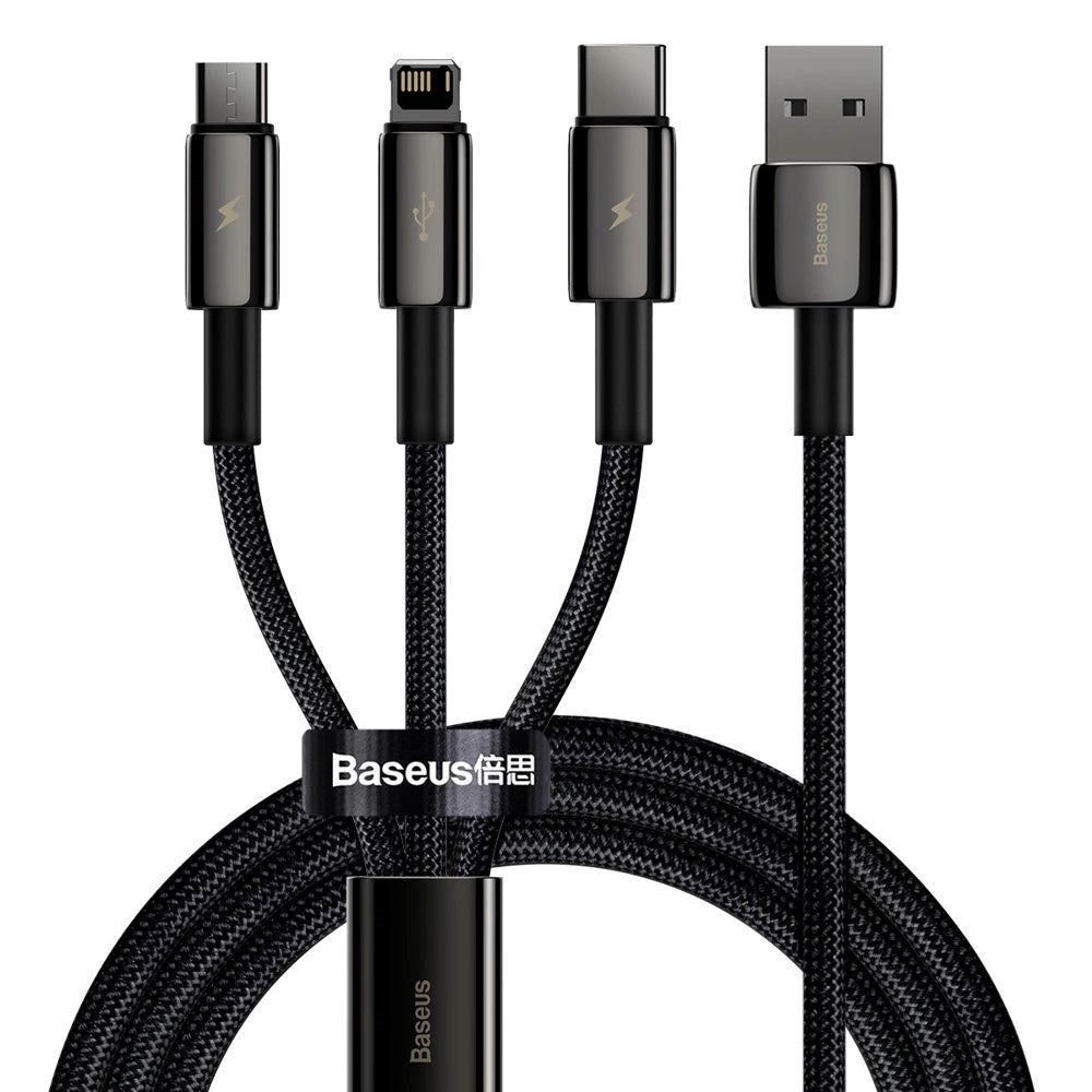 Baseus 3-in-1 USB-A Multi Cable with 1 x USB-C 1 x Lightning 1 x Micro USB - 1.5m - Black