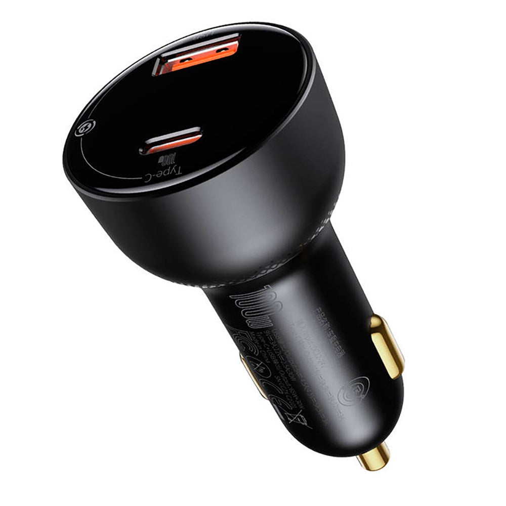 Baseus Dual Supreme 100W Car Charger with USB-A & USB-C - Black