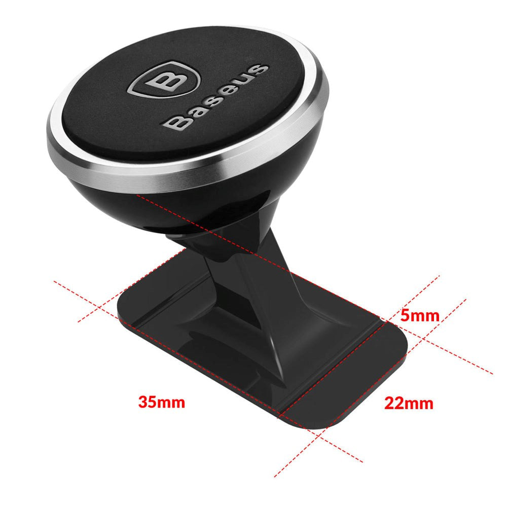 Baseus Dashboard Car Mount 360 Degree Magnetic Mobile Phone Holder for Car - Black / Silver