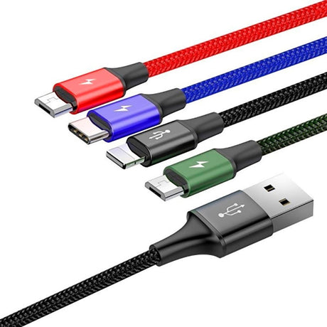 Baseus Rapid Series 4-in-1 Micro USB (2pcs) / USB-C / Lightning 3.5A Charging Cable - 1.2 meters