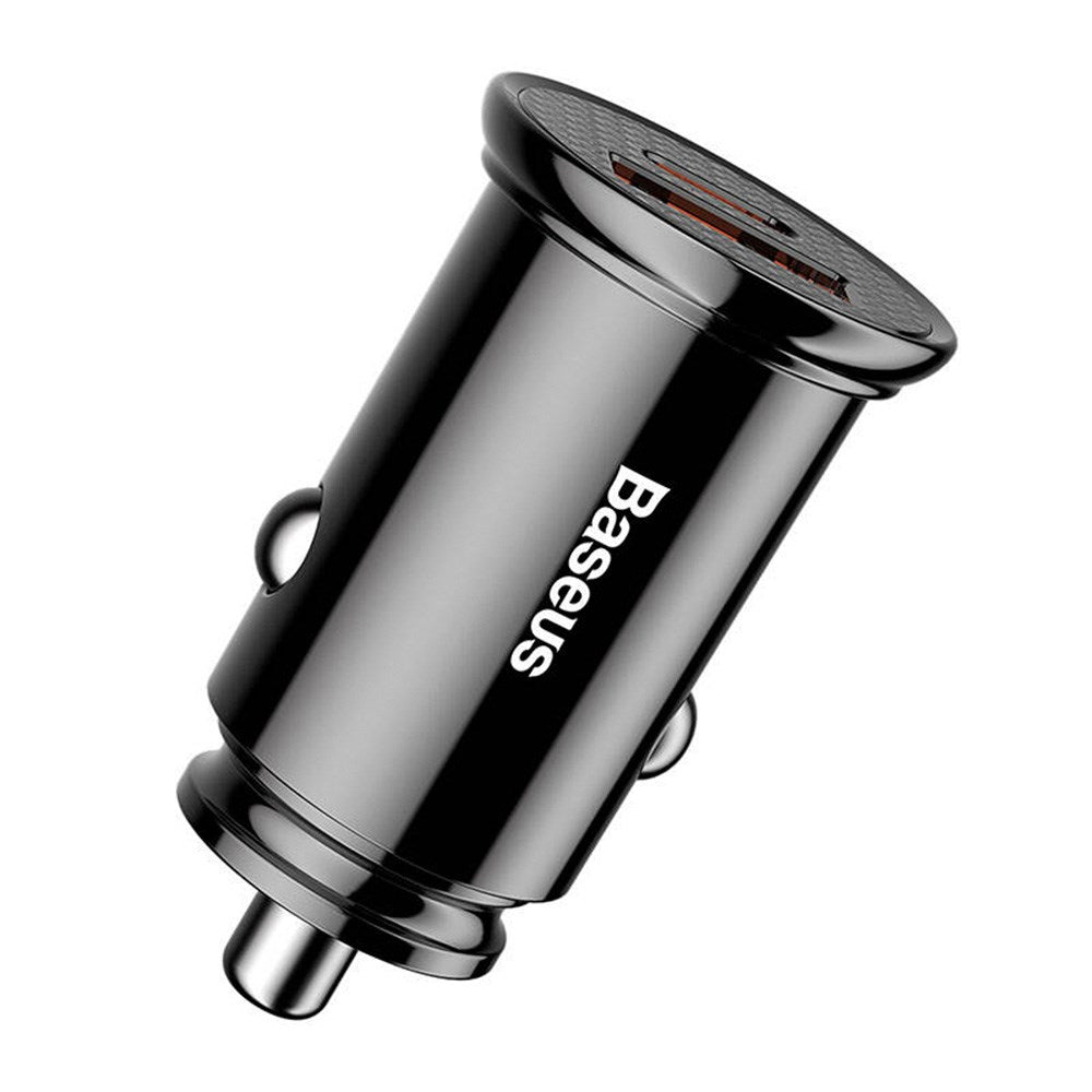 Baseus Circular 30W PD Car Charger with USB-A & USB-C - Black