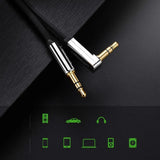 UGREEN Angled 3.5mm Mini Jack Audio Cable - 1m - Black / Silver